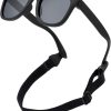 Black polarized baby sunglasses with adjustable strap.