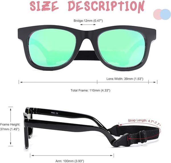 Size chart for baby sunglasses.