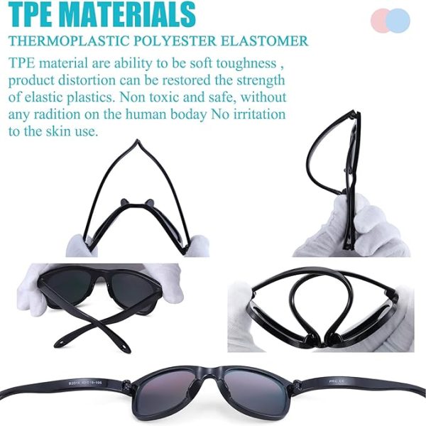 TPE material baby sunglasses details.