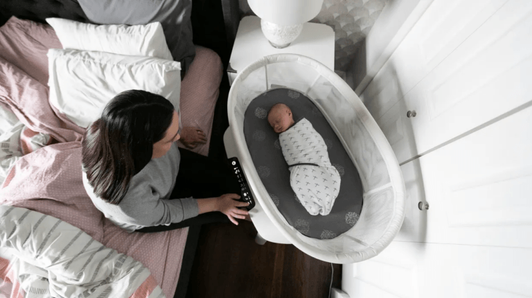 MamaRoo bassinet screen with various smart features