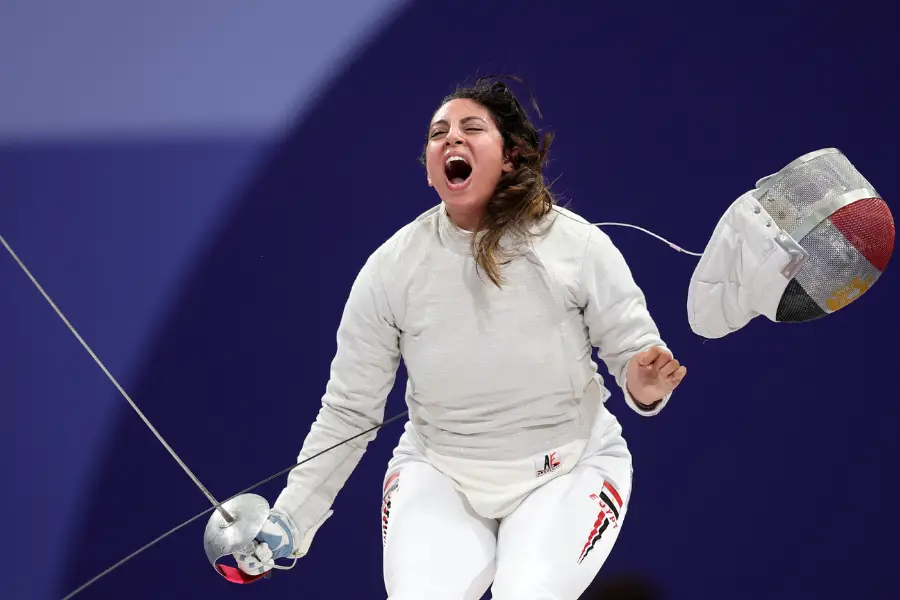 Nada Hafel show her happiness when she beat her competitor Elizabeth Tartakovsky in her first round