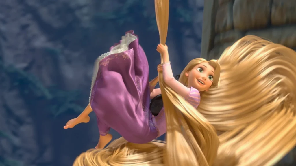 Princess Rapunzel with long magical hair
