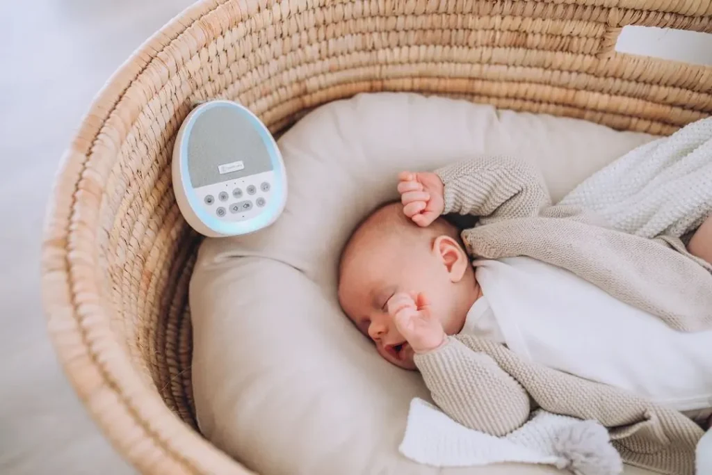 You can use a white noise machine to help the baby sleep well