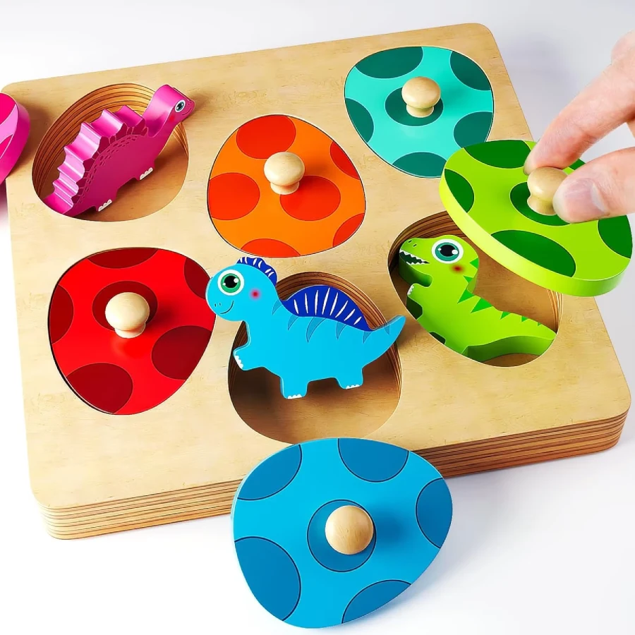 Dinosaur Match Eggs Peg Puzzles