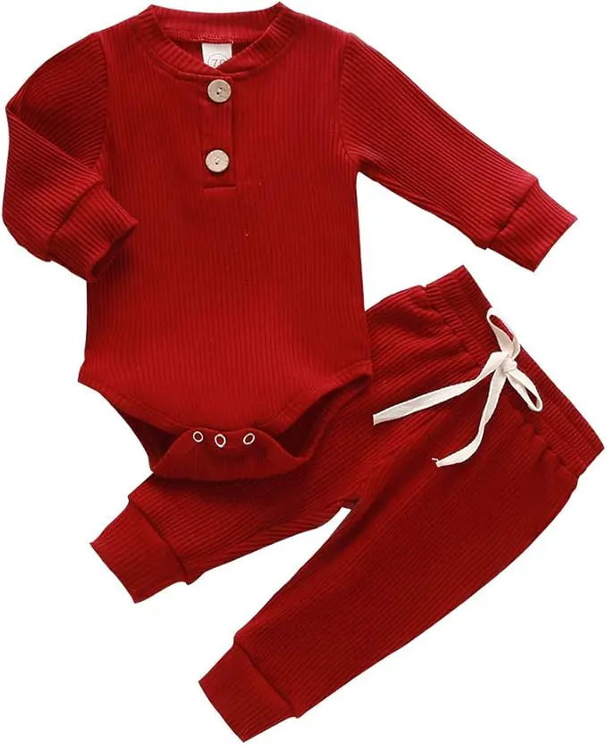 Newborn Knitted Cotton Long Sleeve Romper & Pants