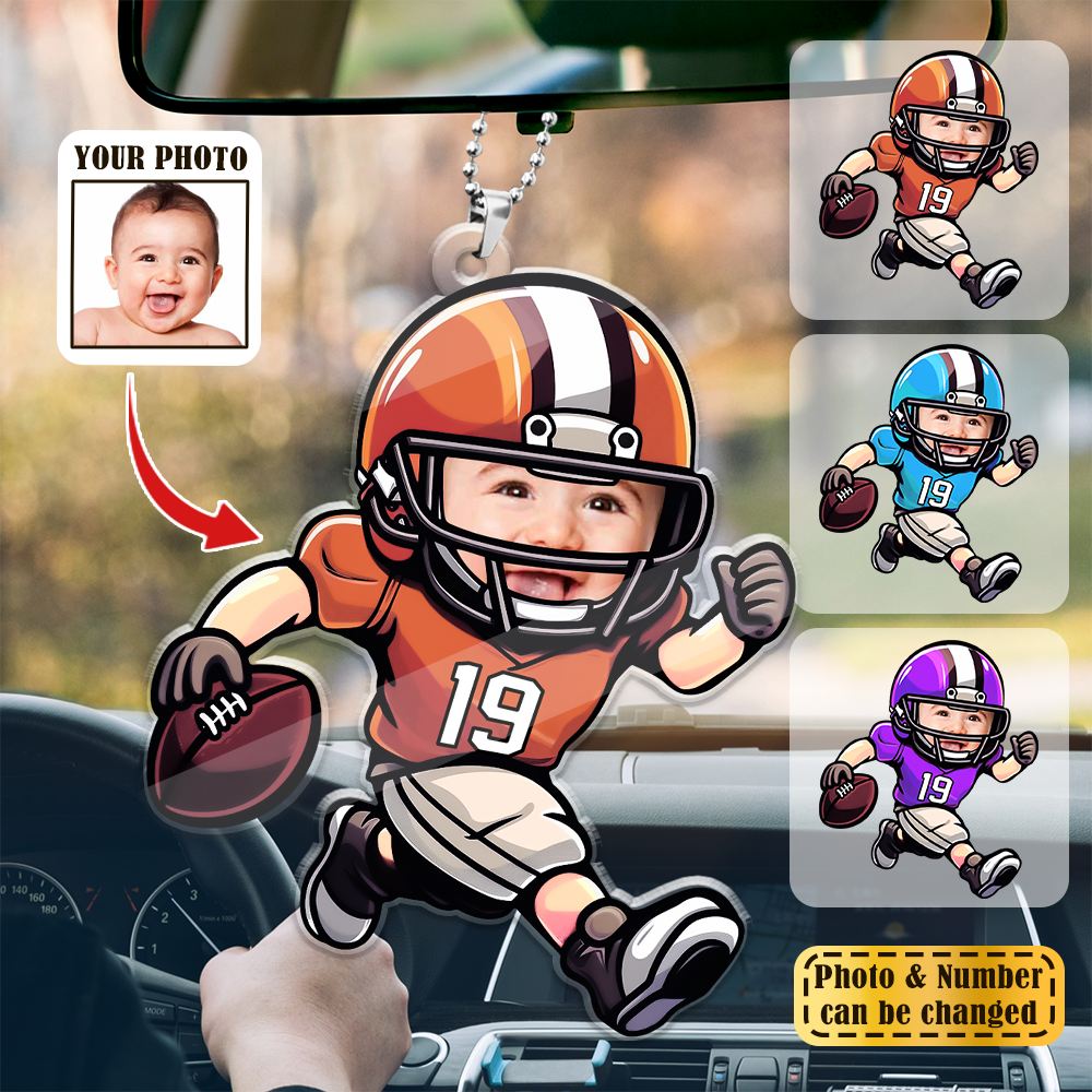 Flag Football Ornament Personalized American Football Dad \u0026 Kids Car Flag  Football Christmas Ornament, image size:1000x1000