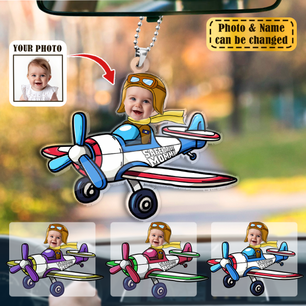 Personalized Acrylic Car Ornament – Plane Baby Design