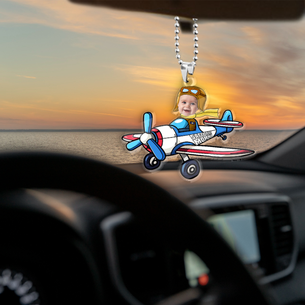 Personalized Acrylic Car Ornament – Plane Baby Design