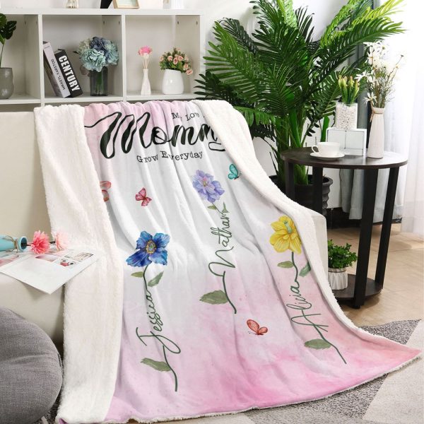 Personalized Birthflower and Name 60x80in Fleece Blanket – A Heartwarming Gift