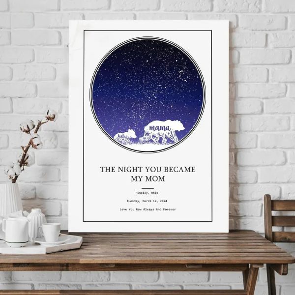 Personalized Poster 11x14in, Star Map Line Print Mum 1