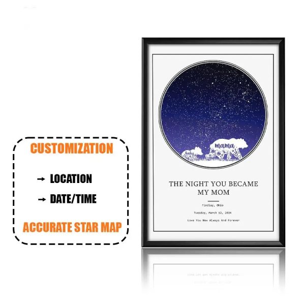 Personalized Poster 11x14in, Star Map Line Print Mum 3