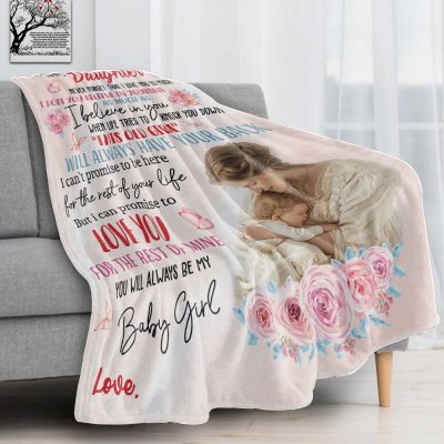 Personalized Photo and Name Fleece Blanket – A Heartfelt Gift for Your Daughter