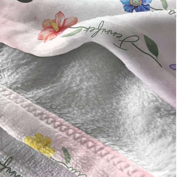 Personalized Birthflower and Name 60x80in Fleece Blanket – A Heartwarming Gift